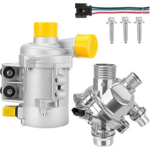 11517586925 Electric Engine Water Pump &11537536655 Thermostat Compatible with BMW 128i 323i 323xi 328i 330i 525i 528i 528xi 530i 530xi X3 X5 Replace#11517563183 11517546994 11517586924