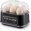 Elite Gourmet Digital Egg Cooker, 6 Egg Capacity, Soft/Medium/Hard Boiled, Onsen Tamago, Poach & Omelet, One-Touch Menu, Audible Alert On/Off, Auto Shut-Off, Black