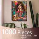 Tucocoo 1000 Piece Jigsaw Puzzles for Adults Beautiful Girl Jigsaw Puzzle Cute Dog Abstract Floral 1000 Pieces Puzzles for Challenging Family Activity Game Colorful DIY Puzzle Wall Decor Gifts (Artwork-18)