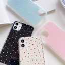 SZXYCZL Compatible with iPhone 12/iPhone 12 Pro Case, Cute Simple Heart Pattern for Women Aesthetic Kawaii Slim Soft PC + TPU Transparent Case-Pink
