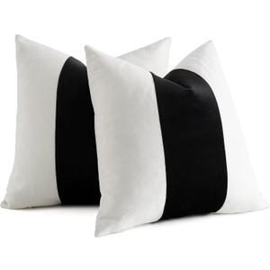 AmHoo Pack of 2 Velvet Panel Cotton Pillow Covers Decorative Pillowcase Cushion for Couch Sofa Bedroom 20 x 20-Inch Black