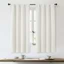 OWENIE Sally Blackout Curtains for Bedroom 63 Inch Length 2 Panels Set, Solid Thermal Insulated Room Darkening Rod Pocket Privacy Window Treatment Curtains Blackout Drapes, W40 x L63 Inch, Ivory