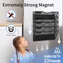 LQPAFZ 5-Tier Magnetic File Holder, No Drilling Installation File Cabinet Organizer, Black Magnetic File Organizer, Magazine Rack, Magnetic Paper Holder for Refrigerator, File Cabinets, Whiteboard