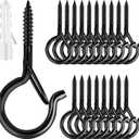 Q Hangers 25 PCS Screw-in Hooks for Outdoor String Lights, Swivel Hanging Basket Patio Light Hooks with Safe Buckle Screw in Planter Eye Hook for Wall Ceiling