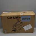 SZEE XL Stainless Steel Litter Box with Lid, Extra Large Metal Covered Litter Box, Stainless Box Easy Clean, Activated Charcoal Odor Control Design, Includes Litter Scoop & Mat & Step, Black