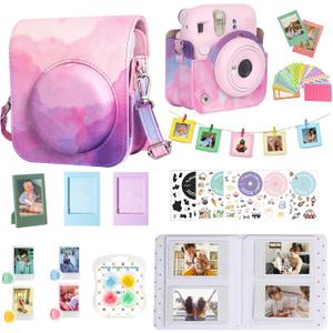 WOGOZAN Accessories Kit for Fujifilm Instax Mini 12 Instant Camera Case + Album for Mini 3 Inch Film+Color Filters+Photo Album & Frames+Wall Hanging Frame+DIY Sticker (Dreamy Clouds)