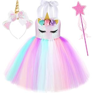 GIFTINBOX Girls Unicorn Princess Dress Unicorn Costume for Girls 3Y Halloween Costumes For Girls Toddlers Birthday Party 