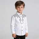 YELLTOOGOO Kid Western Cowboy Shirts Casual Button Down Costume for Boys Whitem, 140