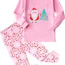HYCLES Christmas Pajamas for Kids Girls Holiday Long Sleeve Sleepwear Santa Cotton Pajamas Sets for 2-12T Boys/Toddler Pjs (5T)