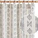 jinchan Boho Curtains for Living Room Farmhouse Black Curtains 96 Inch Length 2 Panels for Bedroom Geometric Striped Mudcloth Light Filtering Window Drapes Rod Pocket Black on Beige (Back Tab| Black on Flax)