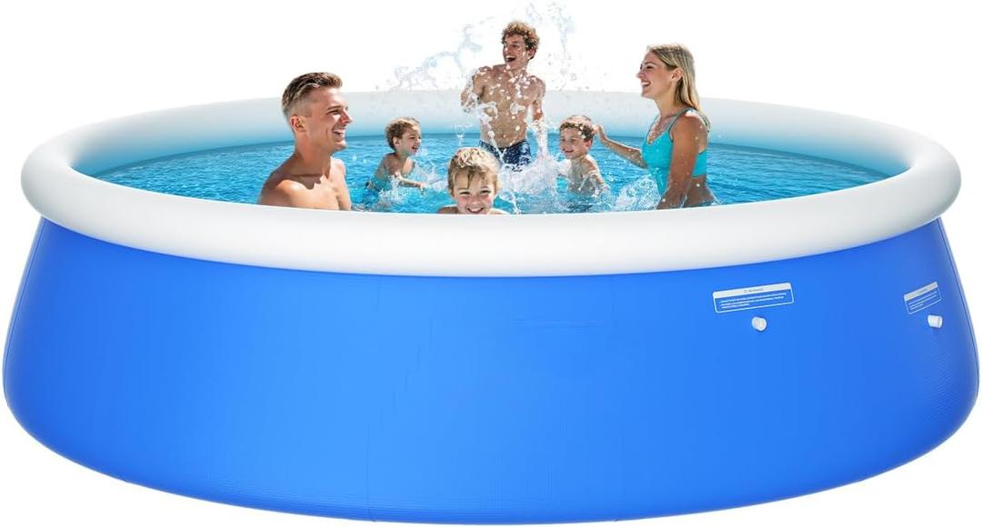 2025 Upgrade 10'*30" Round Inflatable Top Ring Above Ground Swimming Pool Fast Easy to Set Up for Summer Outdoor Garden Backyard Childen Adults (Blue)