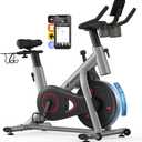 MERACH Exercise Bike, Brake Pad/Magnetic Stationary Bike with Exclusive App, Low Noise Indoor Cycling Bike with 270lbs Weight Capacity, Dumbbell Rack and Free Fitness Courses