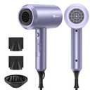 slopehill Professional Ionic Hair Dryer, Powerful 1800W Fast Drying Low Noise Blow Dryer with 2 Concentrator Nozzle 1 Diffuser Attachments for Home Salon Travel (Lavender)