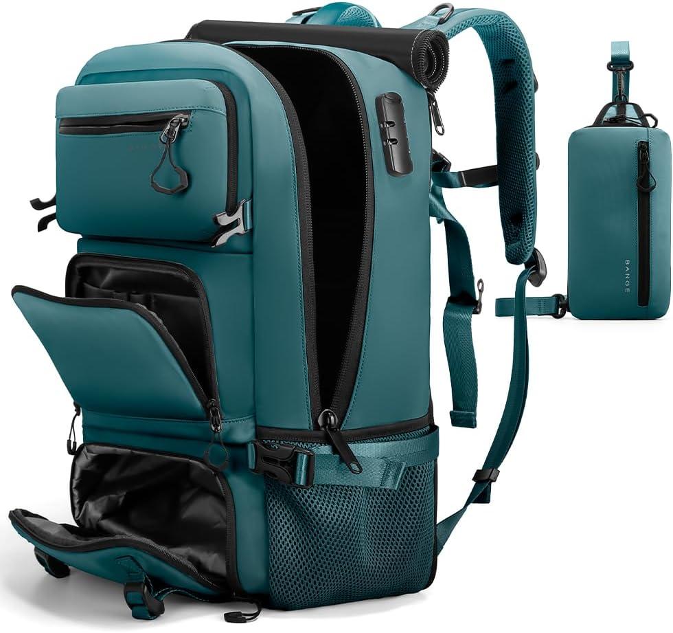 Travel backpack Carry-on Travel Backpack For Women Men Flight Approved Business Weekender Overnight Waterproof Daypack (Blue)