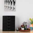 Wooden Storage Box with 5 Drawers Apothecary Drawers Vintage Wooden Drawers Wood Desktop Organizer with Drawers Countertop Drawers Library Card Catalog Cabinet Apothecary Cabinet BLACK