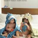 Momcozy Baby Bath Towels with Visualize Health Label - Ultra Soft & Absorbent Coral Fleece Hooded Towels for Newborn, Infant, Toddler (0-36 Months) Bath Essentials (Large Size,2 Pack)