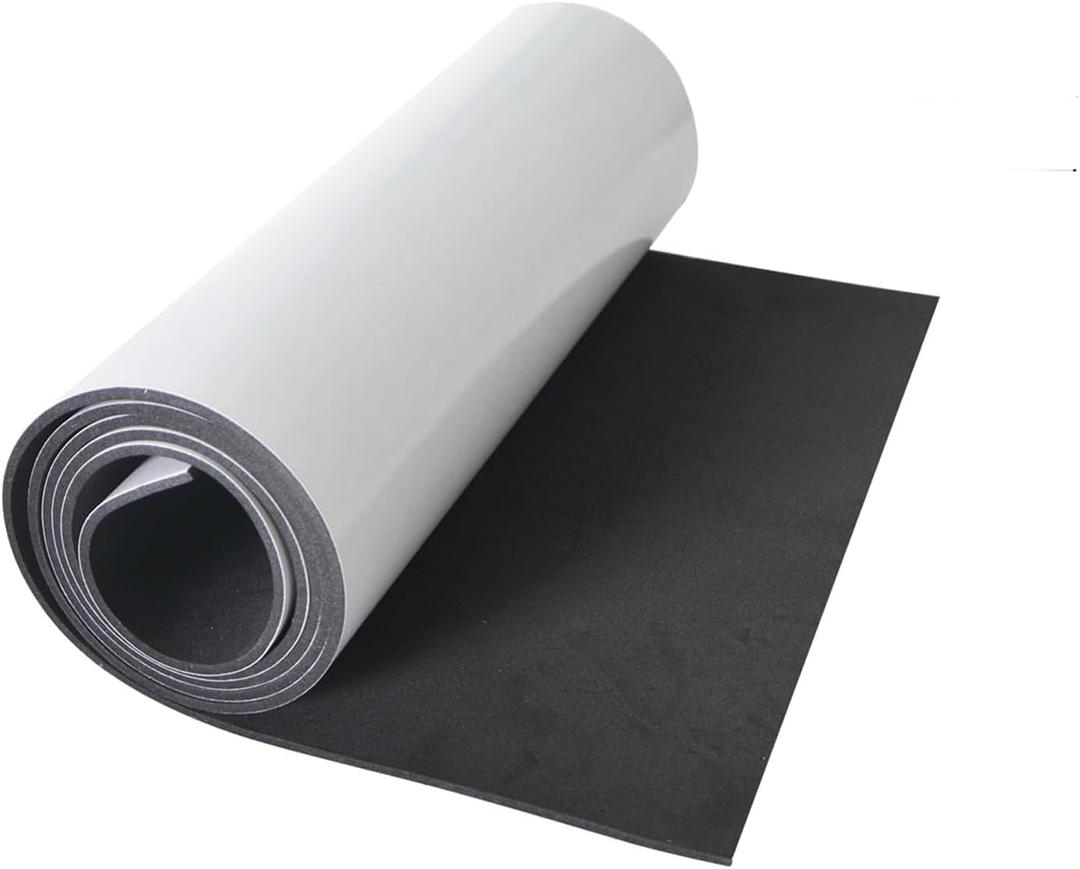 Sponge Neoprene Foam Sheet 12x81 Inch, 1/8 Thick, Adhesive Backing, Soundproofing & Weather Stripping for DIY Gaskets and Crafts (Black)