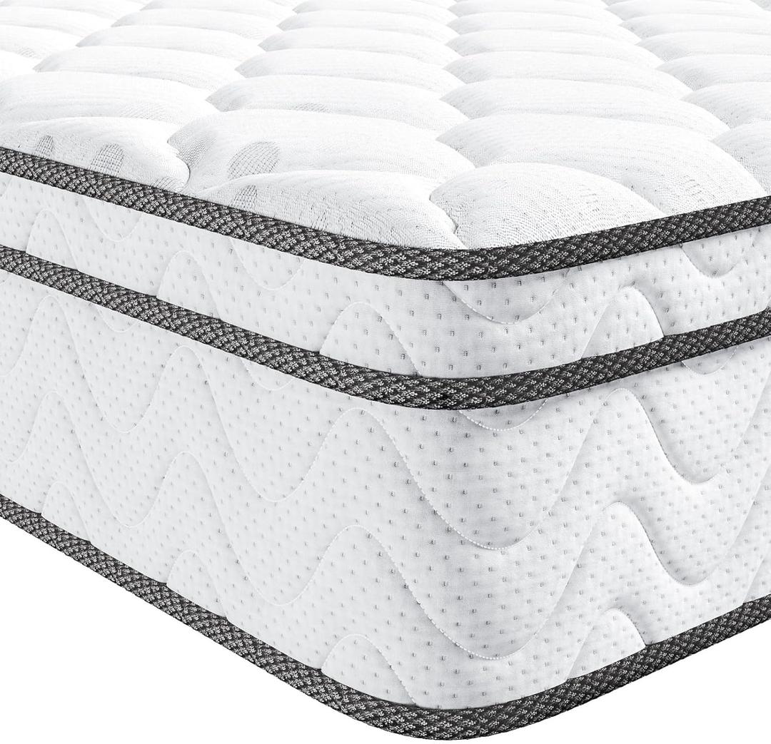 Vesgantti Twin XL Mattress 10 Inch, Fiberglass-Free | Cool Sleep Hybrid Mattress in a Box - Memory Foam & Pocket Springs, Ergonomic Design, Pressure Relief, Medium Firm Feel, 39"*80"*10"