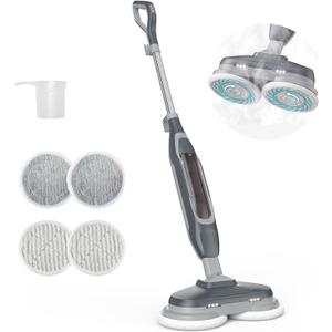 OLIXIS Steam Mop, All-in-One Scrubbing Steam Mops for Floor Cleaning with Rotating Pads, Floor Steamer with 2 LED Lights, 4 Cleaning Modes, Swivel Steering, 16.4 FT Cord, Safe for Hardwood and Tile