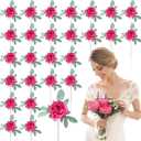 Zeyune 50Pcs Wedding Artificial Peonies 4Inch Fake Silk Peony Faux Peonies Artificial Valentine Flowers Bulk Rose Flowers Heads for Valentine Decoration Vintage Wedding Home Office(Hot Pink)