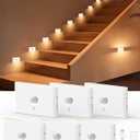 Yiliaw 6-Pack Rechargeable Motion Sensor Stair Lights White, Dimmable Night Lights with 3 Modes & 3 Color Temperatures, Magnetic, Stick-On Stair Lights Indoor for Hallway, Stairway, Bathroom, Kitchen