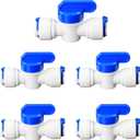 Water Purifier Stop Valve, 3/8" Push-to-Connect Fitting for Water Purifier PE Tube, Push-to-Connect Pipe Fitting, Compatible with RO Water Filtration, Pre-Purifier, Refrigerator Plastic Adapter (5PCS)