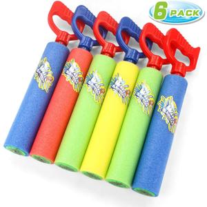 Water Guns Shooter 6 Pack, Super Foam Soakers Blaster Squirt Guns, Pool Noodles Toy with Plastic Handle Summer Swimming Beach Garden Fighting Game,Outdoor Toys for Kids Boys Girls Adults