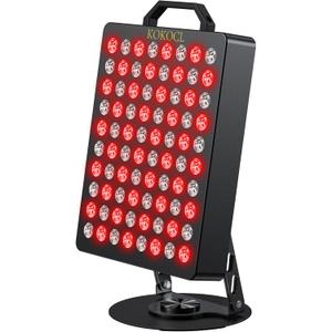 Red Light Therapy for Face and Body, High Power 850nm Near Infrared & 660nm Red Light Panel, 80 LED Lamps, Remote Control with 5 Intensity Levels, 360 Rotating Base