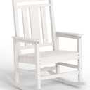 Ciokea Oversized Outdoor Rocking Chair, 380lbs Heavy-Duty Large Patio Rocker, Weather Resistant & Anti-Fade Porch Chair, High Back Cozy Rocking Chair for Outside, Fire Pit, Deck, Garden, White