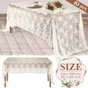 Reginary Ivory Lace Tablecloths - 10 Pack, 59 x 118 Inches, Floral Lace Embroidered Rectangle Table Overlay for Wedding, Baby Shower, Party Supplies