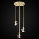 3-Light Teardrop Crystal Pendant Light, Dimmable LED Crystal Globe Hanging Light Fixture, Modern Ceiling Pendant Lighting for Kitchen Island Dining Room Bedroom Bar 3000K 24W Brush Brass, 4 x 7.08 x 49 inches