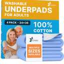 GREEN LIFESTYLE Washable Underpads - Large Bed Pads for use as Incontinence Bed Pads, Reusable Pet Pads, Great for Dogs, Cats, Bunny, Seniors Bed Pad (Pack of 4 - 34x36)