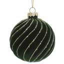 4inch Velvet Ornaments for Christmas Tree, 9PCS Glitter Flocked Christmas Ornaments Decorations Balls Set Decor Green