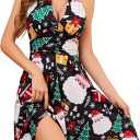 Women's Summer Sundress- 2025 Sexy Halter Sleeveless Spring Boho Elastic Waist Ruffle Mini Dress (Medium)
