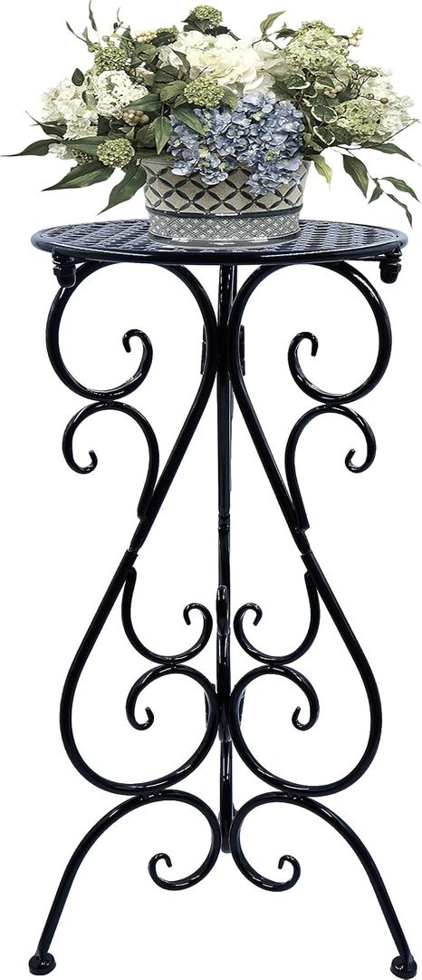 NAKUPE Metal Plant Stand Indoor Outdoor, Single Flower Pot Stands 22.5 Inch Tall, Planter Pedestal Holder for Patio Corner Garden Porch Farmhouse, Black(1 Pack)