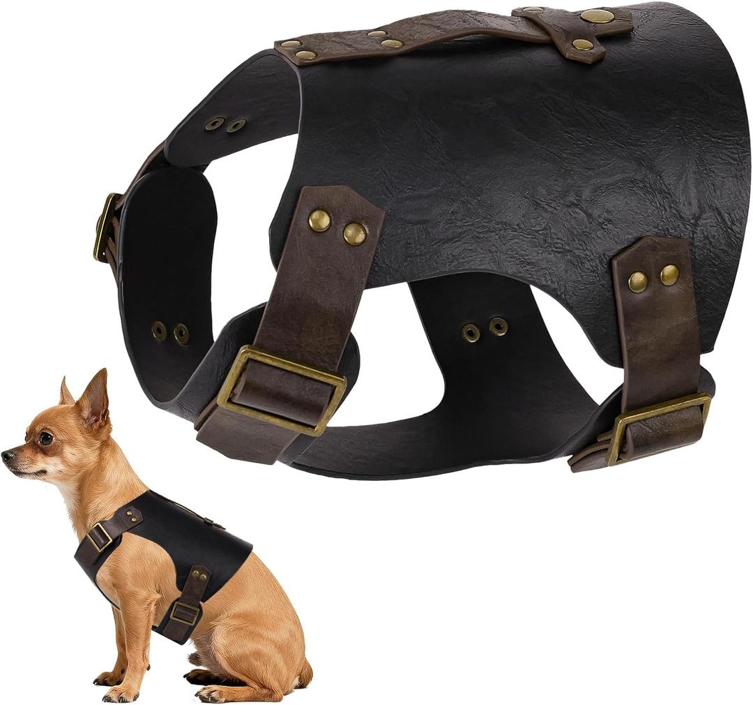 HiiFeuer Medieval Faux Leather Dog Armor Clothe Adjustable Funny Dog Vest Costume for Cosplay- Fits Most Dogs Ropa para Perro (Black L)