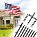 ZMTECH 10 FT Flag Pole in Ground, Heavy Duty Flag Pole Holder for Outside House with 5 Pronges Base, Extra Thick Flag Pole Kit for Yard Outdoor Garden Decor Residential Commerical(1 Pack,without Flag)