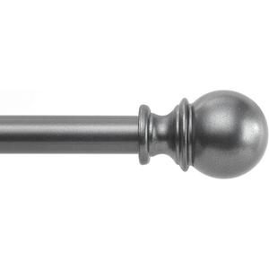 1 Inch Grey Curtain Rods for Windows 72 to 144 Inch - Adjustable Drapery Rods with Exquisite Finial for Living Room, Bedroom, Kitchen, Outdoor Patio (Grey,32-144")