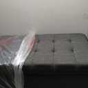 FIRST HILL FHW Arlos Rectangular Fabric Storage Ottoman with Tufted Design - Shadow Gray