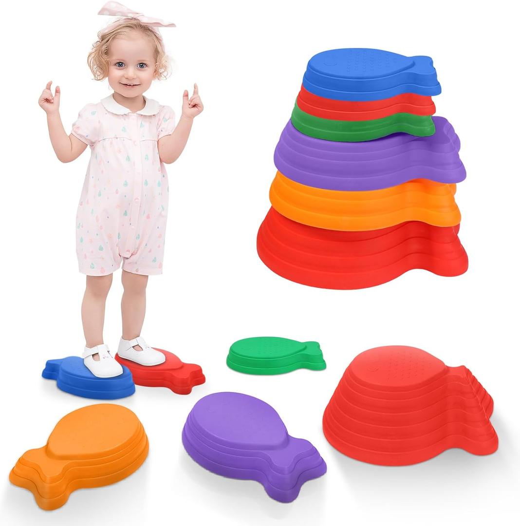 Balance Stepping Stones for Kids, 6/11PCS Toddler Jumping Stones Floor River Stones Non Slip Balance Blocks for Kids Coordination Motor Skills, Indoor & Outdoor Play Sensory Beam Toys