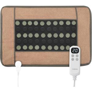 Far Infrared Heating Pads for Back Pain Relief, Natural Jade and Tourmaline Heating Pad, Electric Therapy Pads for Neck Shoulders and Period Cramps, Auto Shut Off (Brown, 32"X21")