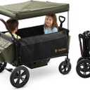 Stroller Wagon for Kids, One-Hand Adjustable Push/Pull Handle, Spacious Storage, 8"/12" All-Terrain Wheels, Canopy with Bug Net, Wagon Stroller for Daily Walks, Short Trips & Grocery Runs (Olive Green)