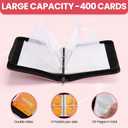 Card Binder 4 Pocket, Trading Card Holder Fits 400 Cards With 50 Removable Sleeves, Portable Collection Card Ablum, Game Card Case book With Zipper for Gift, Pink Cute Rabbit
