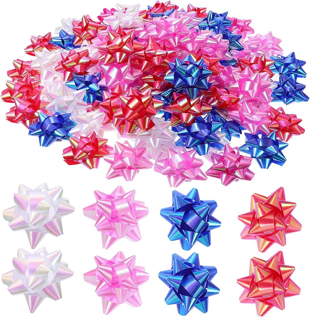 LIFKOME 150Pcs Mixed Color Present Wrap Ribbons Pull Bows for Birthday Party Wedding Holiday Decorations Versatile for Present Bags Candy Boxes Bouquets and More