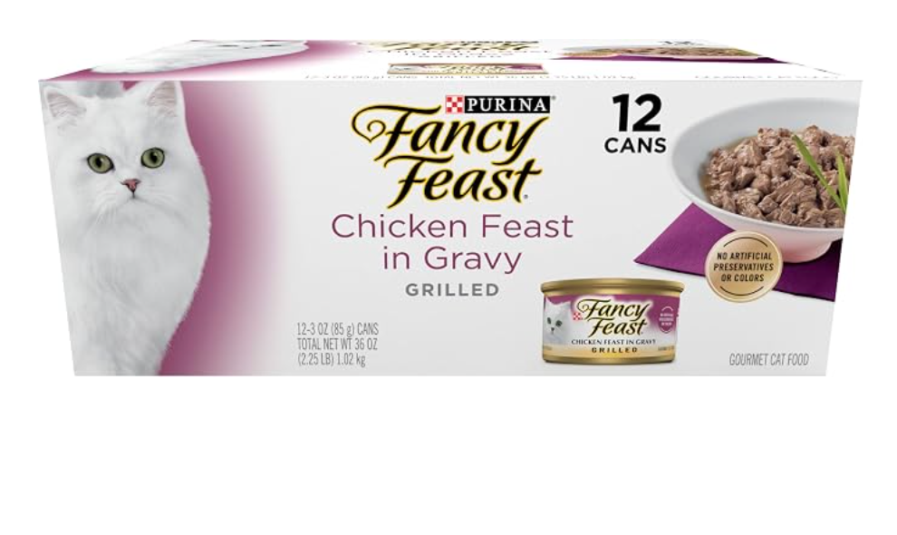 Purina Fancy Feast Grilled Chicken Feast Wet Cat Food (12) 3 oz Cans, EXP 05-2028