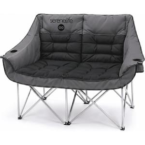 Camping Loveseat for Couples, Friends & Families, Double Camping Chair, Foldable Two Person Camping Chair for Campfire Nights, Tailgating Fun, Beach Escapes, RV Road Trips & Cozy Backyard Comfort, 56.7" x 23.2" x 36.6" inches