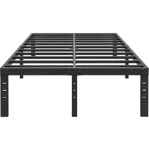 14 Inch Metal California King Size Bed Frame No Box Spring Needed - Easy Assembly Heavy Duty Noise Free Bedframes - Double Black Basic Steel Slats Platform with Storage