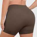 Shapewear for Women Tummy Control Shapewear Shorts Mid Waisted Seamless Slimming Underwear with Lace (Brown, XL)