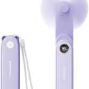 SWEETFULL Portable Handheld Mini Fan with LED Display, 3-in-1 Personal Foldable USB Rechargeable Hand Held Fan & Flashlight for Travel, Lash Eyelash, Cute Small Pocket for Women, Girls