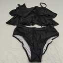 High Waisted Bikini Two Piece Swimsuits Tummy Control Bathing Suit Ruffle Ruched Swimwear L
